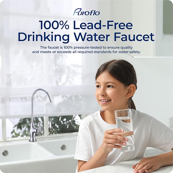 Chrome Reverse Osmosis Faucet, NSF Certified, Non‑Air Gap for Under Sink Water Filtration System, RO System Drinking Water Faucet, FLR-575CP