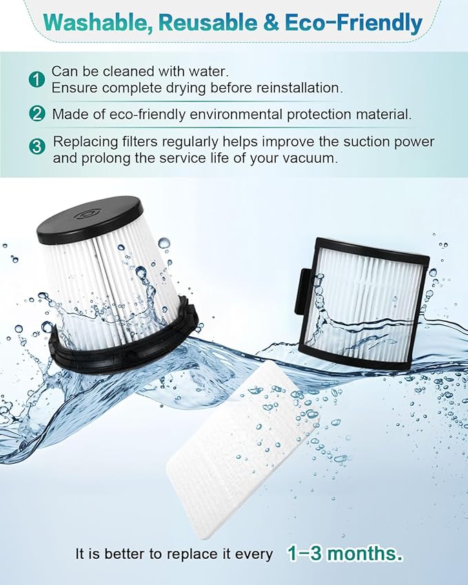 IW3511 IW3120 HEPA Filters Replacement Parts Compatible with Shark IW3511 Detect Pro Cordless Stick Vacuum Cleaner and Shark IW3120 Detect Clean Auto Empty System, IW1111, IW1120, IW3615 (2Pack) - AquaVibe
