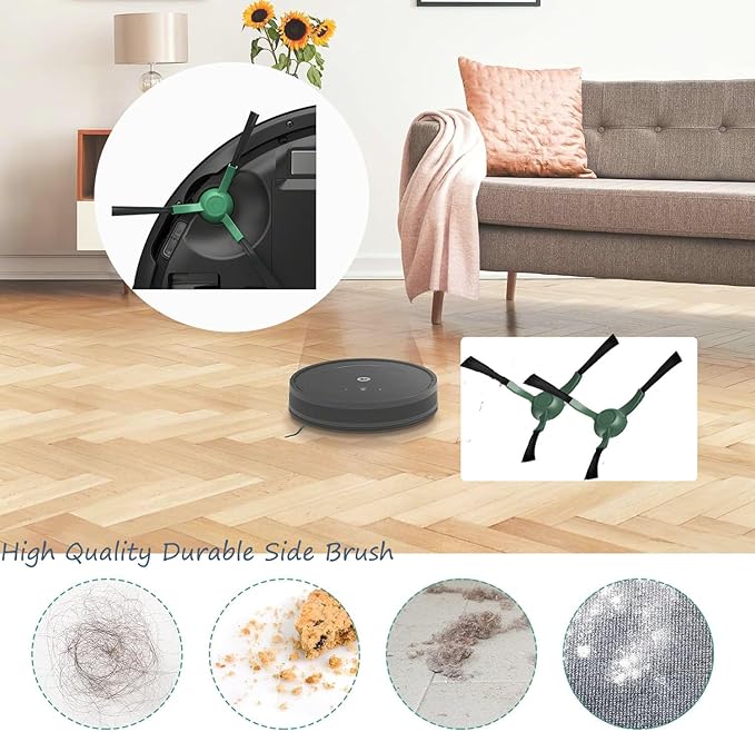 14 Pack Accessories Kit for iRobot Roomba Essential Series Q052-Vac2 105 Q0120 Y0140 Y0110 Q011 Robot Vacuum Cleaner,2 Roller Brush＆8 Side Brushes＆4 Hepa Filters (14 Packs) - AquaVibe