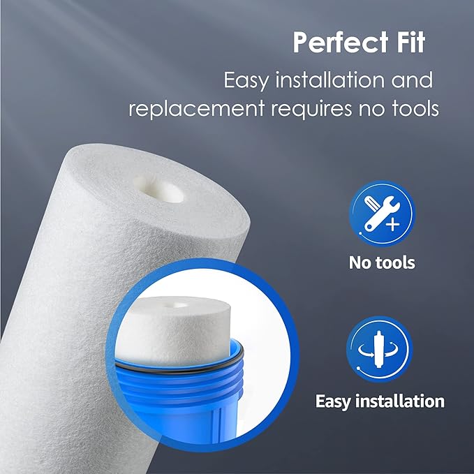 Waterdrop Whole House Sediment Water Filter, 10" x 4.5", Replacement for Pentair Pentek DGD-5005, GE® GXWH40L, GXWH35F, Culligan® RFC-BBSA, 3M® Aqua-Pure® AP810, 5 Micron, Pack of 2 - AquaVibe