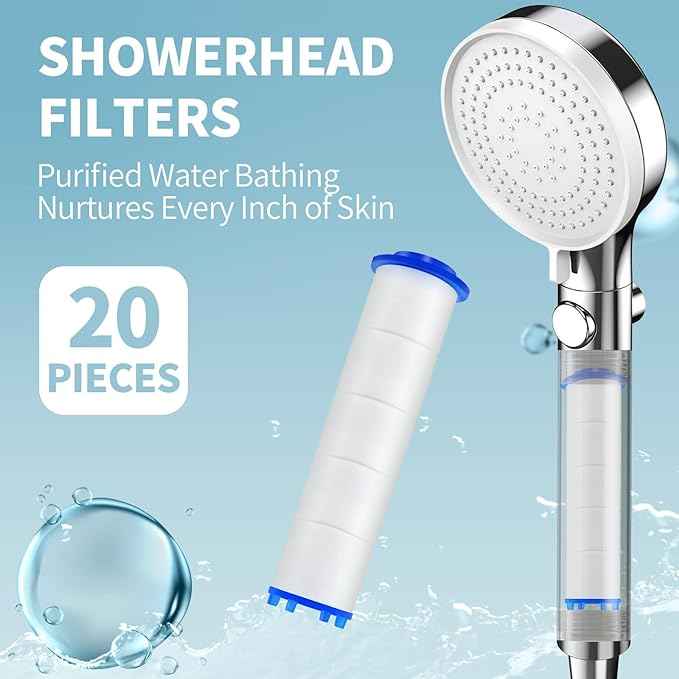 20 Pack Shower Head Filter PP Cotton Handheld, Replacement Filter Tool Suitable for Various Specifications of Shower Heads (2.95 inches)