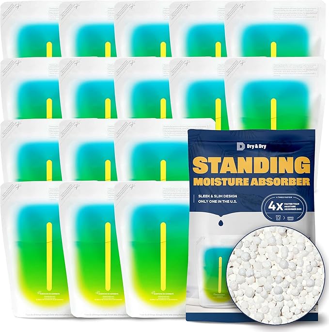 Dry & Dry [32 Packs Standing Moisture Absorbers to Control Excess Moisture for Basement, Closets, Bathrooms, Laundry Rooms - Moisture Absorbers Moisture Absorber - AquaVibe