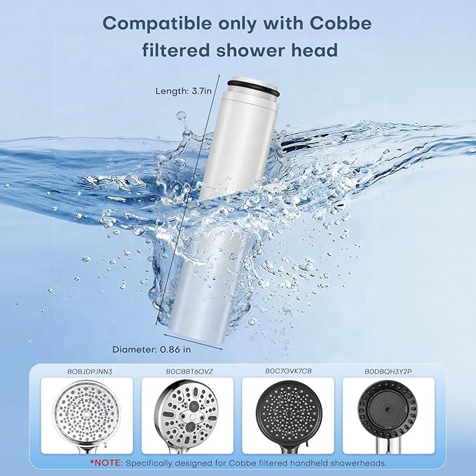 6 Pack Shower Filter Replacement Compatible with Cobbe Shower Head Filter Replacement, 20-layer Shower Filter Replacement for Hard Water,Remove Chlorine and Harmful Substances