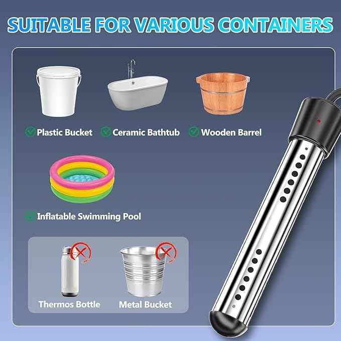 BSEED Portable Shower for Camping with Immersion Water Heater, 6000mAh Rechargeable Camping Shower with Intelligent LED Display, Outdoor Shower for Hiking, Travel, Pets & Car Washing, Wartering Plants