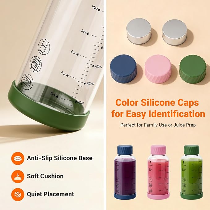Sursip 16 oz Glass Juice Bottles – 4 Pack Borosilicate Glass Bottles with Lids – Heat-Resistant, BPA Free, Leakproof & Reusable for Juicing, Smoothies, Milk, Protein, Water