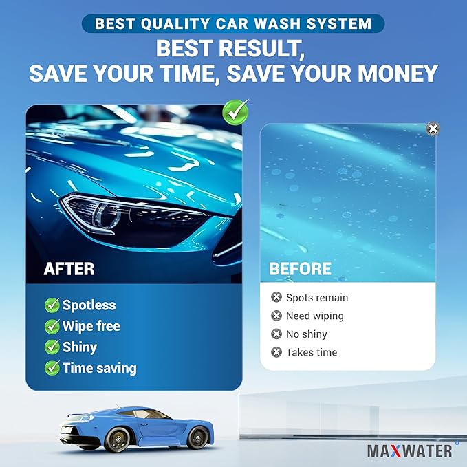 Max Water 2 Stage Deionized Spot Free Car Rinse Unit, Premium Water Deionizer for Spotless Washing - Car RV and Motorcycle Wash System - 2 DI Filters with 45-80 PSI and 3/4" Inlet/Outlet