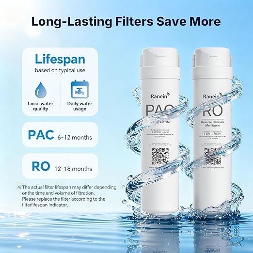 Ranein Countertop Water Filter with Instant Hot Water, Portable Reverse Osmosis Water Purifier, Temperature Adjustable RO Water System for Kitchen, Office, Apartment & RV, Reduces TDS and Chlorine