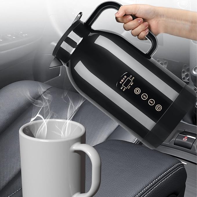 Car Water Boiler - LED Temperature Display,Car Water Heater Tea Kettle | for Travel Commuting Family Outing Tea Coffee Milk Instant Noodles