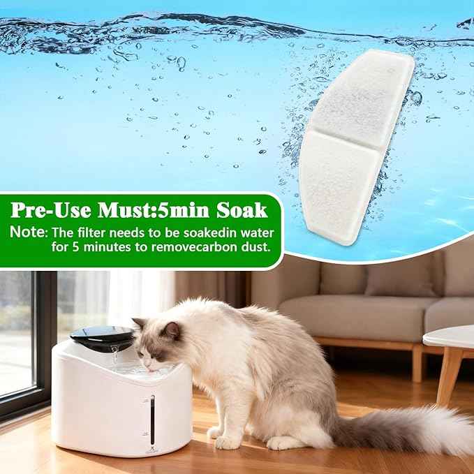 YPD-C015W Smart Cat Fountain Filter Set: 4 Replacement Filters+4 Water Pump Filters+16 Replacement Sponges, Only for Item Model Number: HALKYDY YPD-C015W