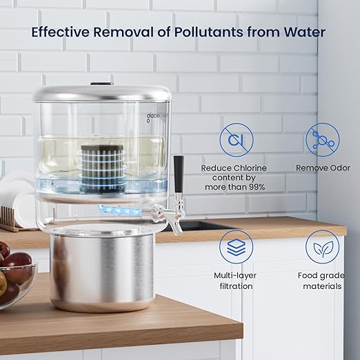 GLACIER FRESH Replacement Cartridges for Stainless Steel Countertop Water Filtration System, 3 Months/200 Gallons Filter Cartridges, Elarisey™ Filtration Technology, Meeting SGS Standards (1 Pack)