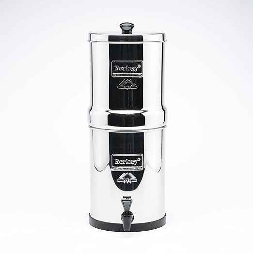 Travel Berkey Gravity-Fed Water Filter with 2 Black Berkey Elements + 2 Berkey PF-2 Fluoride and Arsenic Reduction Elements—Use at Home or Outdoors