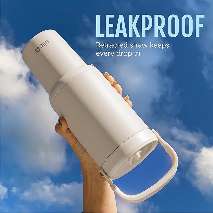 Ello Oasis Go+ 26oz Tumbler with Top Handle and Retracting Straw | Reusable Insulated Stainless Steel Cup, 100% Leakproof Water Bottle, 24 Hours Cold, Cup Holder Friendly For Travel | Pink Gingham