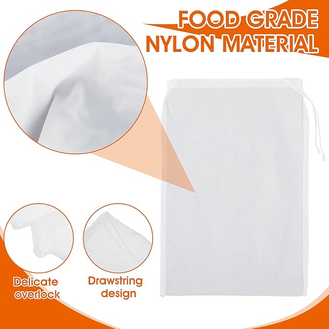 4 Pack Nylon Nut Milk Bag 8 × 6 Inches Fine Mesh Cheese Cloth Multiple Usage Reusable Food Strainer Professional Cold Brew Filter for Straining Fruit Juice Coffee Tofu Greek Yogurt Tea (8×6in)