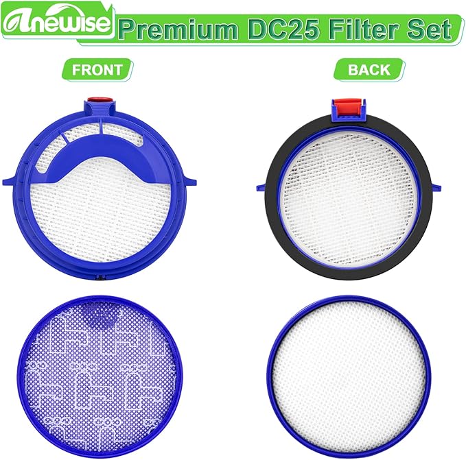 Filter Kits repalcement for Dyson dc25 vacuum Ball filters, Includes 1Pcs 919171-02 Washable Pre Motor Filter and 1Pcs 916188-05 Hepa filter, Fits DC-25 Models - AquaVibe