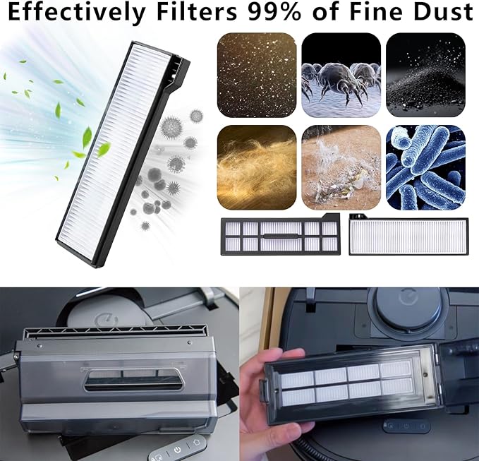 Yivy 29 Pack Accessories Kit Replacement Parts Compatible with Eufy X10 Pro Omni Robotic Vacuum Cleaner,2 Main Brushes,6 Sweeping Brushes,4 HEPA Filters,6 Vacuum Bags,8 Mop Pads,etc. - AquaVibe