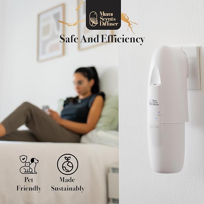 Plug in Wall Waterless Diffuser + Amalfi Hotel Essential Oils 4 Fl Oz Included Coverage Up to 500 SqFt Smart Bluetooth App Control Scent Air Machine for Home, Office and Spa Ideal for Aromatherapy.