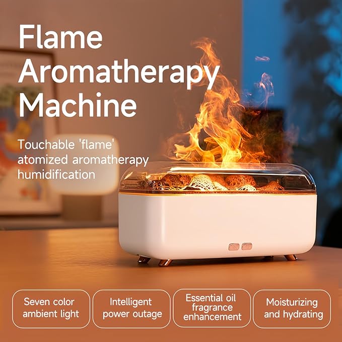 Colorful Flame Essential Oil Diffuser, Mist Humidifier, Aroma Diffuser with Timing Auto-Off 300ml (Black)