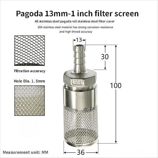 304 Stainless Steel Water Pump Filter Hose End Strainer Barbed Inline Mesh Screen, Assorted Sizes for Pressure Washer Garden RV Prevents Debris Clogging,1pcs(13mm 1 Inch)