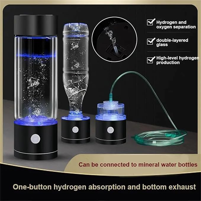500ML Portable SPE/PEM Hydrogen Water Bottle, with Gas Vent, USB Rechargeable Alkaline Ionizer Maker, Can Absorb Hydrogen, High Temperature Resistance