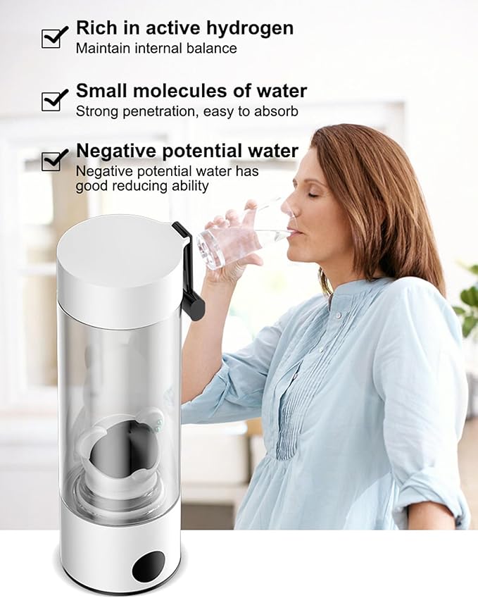 2000-5000PPB Intelligent Hydrogen Rich Water Mug, 280ml Super Saturated Hydrogen-Rich Water Cup, Electrolysis Hydrogen Water Bottle, Suitable for Various Place