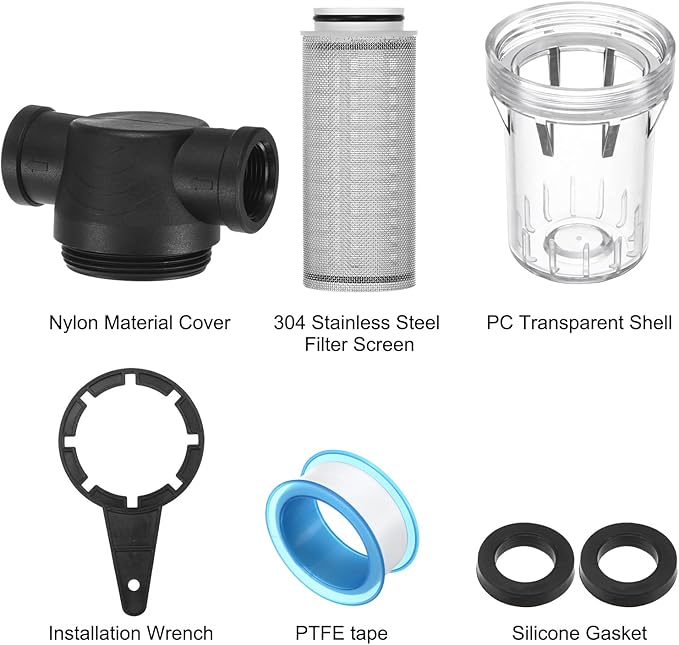 3-Pack Water Pump Strainer with 40 Mesh Stainless Steel Filter Screen, 3/4" Inch Female NPT in-line Strainer for Garden Hose Outdoor RV Water Tank Pressure Washer [Black]