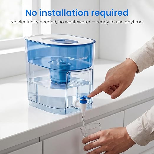 40-Cup Large Water Filter Dispenser for Fridge, High Capacity Countertop Filtration System with 1 Filter, Fast 6-Min Filtration, Reduces Chlorine, PFOA/PFOS, Heavy Metals, BPA Free
