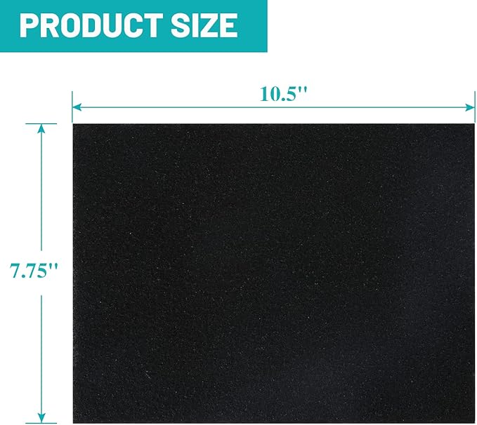 Broan-NuTone 6 PCS Charcoal Filter Sheet, 7.75" x 10.5" for 43000 Series Range Hood, Carbon Cloth Filter for Absorbing Fumes and Grease