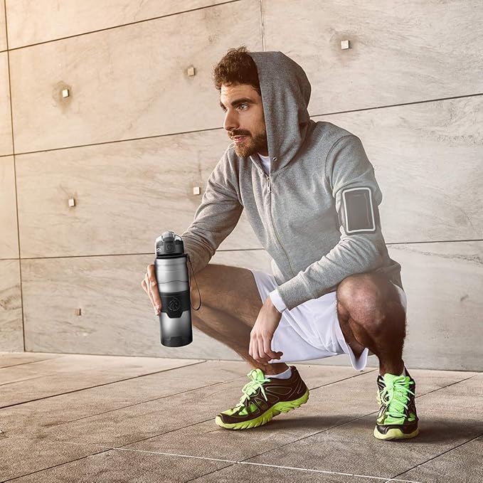 ZORRI Sports Water Bottle, 400/500/700ml/1L, BPA Free Leak Proof Tritan Lightweight Bottles for Outdoors,Camping,Cycling,Fitness,Gym,Yoga- Kids/Adults Drink Bottles with Filter, Lockable Pop Open Lid