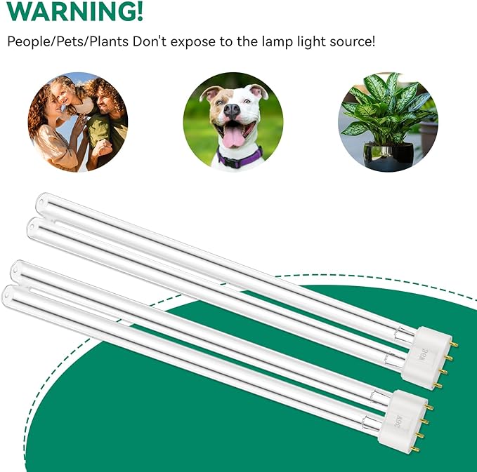 2-Pack 36W UV Replacement Bulbs, 36W UV Bulb Lamp, Compatible with JEBAO PU-36W Filter Sterili-zers, 2G11 4-Pin Bulb Base, HVAC U-V Light