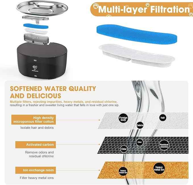 Wireless Cat Water Fountain Stainless Steel,108oz/3.2L Pet Water Fountain Battery Operated with 2 Modes, Ultra Quiet Motion Sensor Cat Water Dispenser (Black, 108 fl.oz/3.2 L)