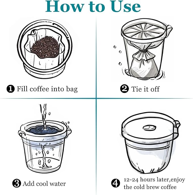Yzurbu 100pcs 16''x20'' Cold Brew Coffee Filter Bags, No Mess Disposable Filter Bag with Straps for Coffee Shop 5-Gallon Systems