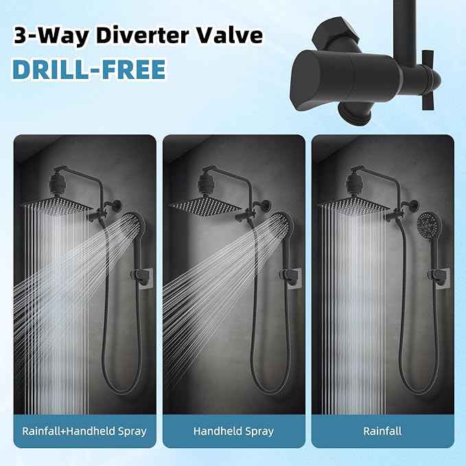 Filtered Shower Head, 10" High Pressure 10-Spray Handheld/Rainfall Shower Head Combo with 20 Stage Shower Filter, 11" Shower Extension Arm, 71" Hose, Shower Head Holder, Oil Rubbed Bronze