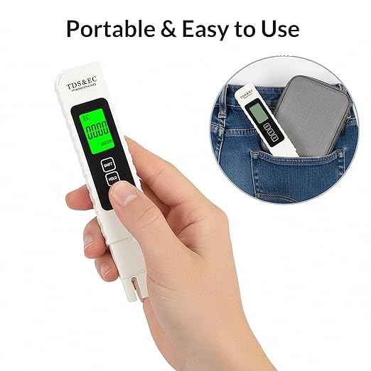 TDS/EC/Temperature(°C,°F) 4-in-1Water Meter, Portable Digital Water Tester for Drinking Water, Hydroponics, Aquariums, Pool | 0-9999 ppm Meter | Backlit LCD (4IN1)