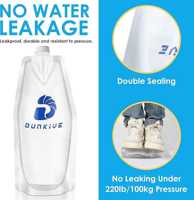 Filter Collapsible Water Bottles, 1L Canteens (32oz), Foldable Water Container for Traveling, Hiking, Camping, Backpacking - Lightweight, Reusable, Clear Design(4 Pack)