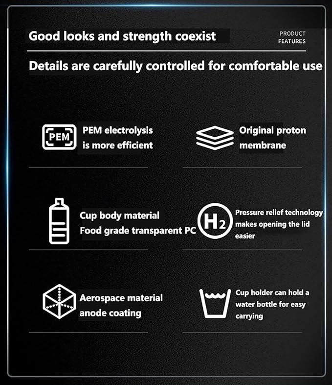 Portable PEM Hydrogen Water Bottle Generator, 200ML Smart Hydrogenated Water Bottle with Platinum Electrodes – Rechargeable Molecular Hydrogen Water Machine for Travel, Fitness & Home