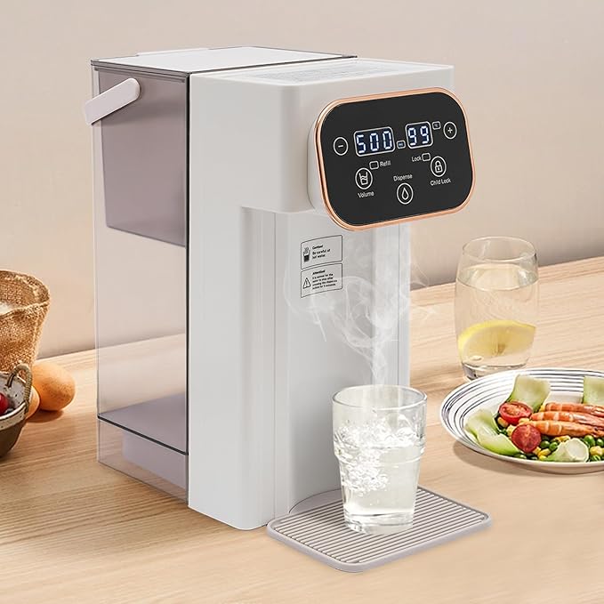 Instant Hot Water Dispenser, 3L / 0.79Gal Electric Kettle Countertop Adjustable 12 TEMP & 8 Water Volume Dispense 1500W Portable Water Dispenser for Quick Heating with Child Safety Locks