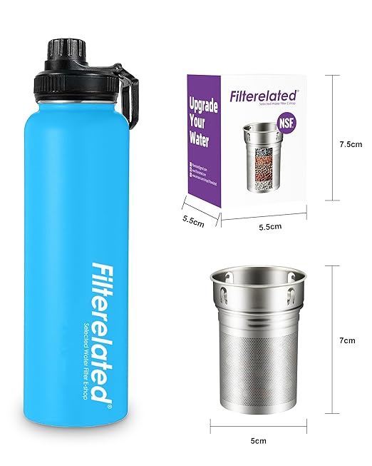 Filterelated 30 Oz Stainless Steel Portable Alkaline Filter Water Bottle Special Replacement Filter Cartridge, Life of Three Months-1 Piece