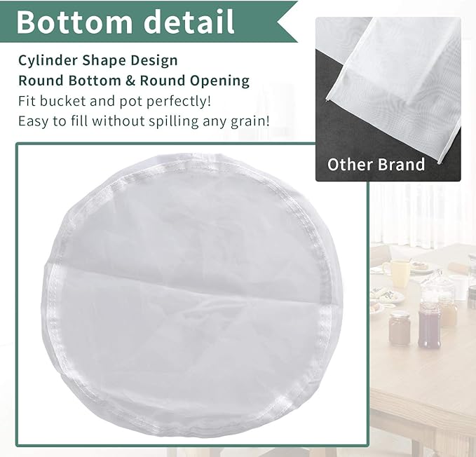 CONIE 120 Micron Reusable Drawstring Straining Brew in a Bag 18"x24" Large Fine Mesh Filter Bags Nut Milk Bag Herbal Essence Filter Bag