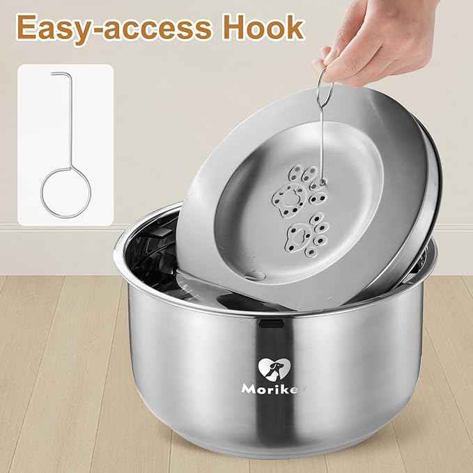 Dog Water Bowl No Spill, 4.5L/152oz Slow Drinking Dog Water Bowl, Stainless Steel Pet Water Dispenser with Floating Disk, Spill Proof & Dishwasher Safe