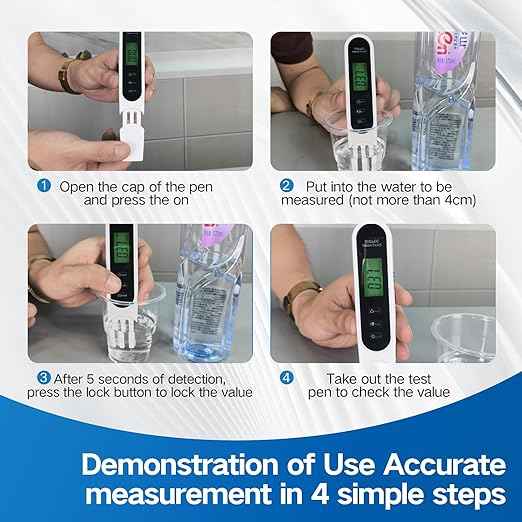 4 in 1 Digital Water Quality Tester, Accurate and Reliable Digital TDS EC & Temp(°C,°F) TDS Water Tester, 0-9990PPM TDS Meter (White)