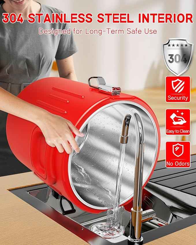 Insulated Beverage Dispenser 2.8 Gallon - Ice and Hot Drink Dispenser with Stainless Steel Interior and Spout, Portable Hot Water Dispenser, Outdoors Cooler Jug for Camping Party Sports