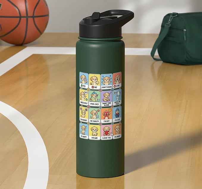 Autism ACC Communication Dog Lovers Kids Cute Autistic Stainless Steel Insulated Water Bottle