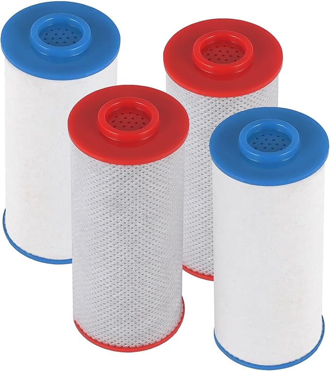 Replacement Weddell Duo Shower Filter Set (2R+2B),High‑Efficiency Shower Filters Reduce Chlorine, PFAS, Microplastics & Odors,Improve Skin & Hair,8,000‑Gallon Capacity,Fit For Weddell Duo System