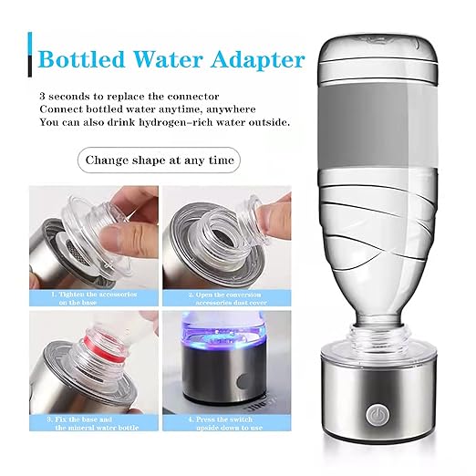 Hydrogen Water Bottle, High-Concentration Up to 1100-1600ppb, Portable USB Rechargeable Anti-Oxidation and Anti-Aging Hydrogen Water Generator