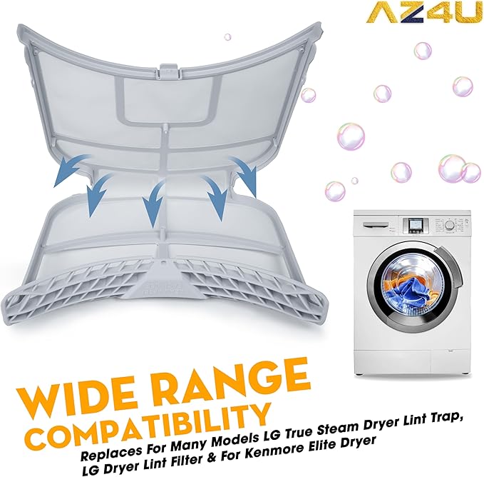 AZ4U ADQ73373201 Replacement For LG True Steam Dryer Lint Trap Replacement, LG Dryer Lint Filter & For Kenmore Elite Dryer Lint Screen Replacement with Cleaner Brush, AP5675511 2656948 PS7787727 Etc