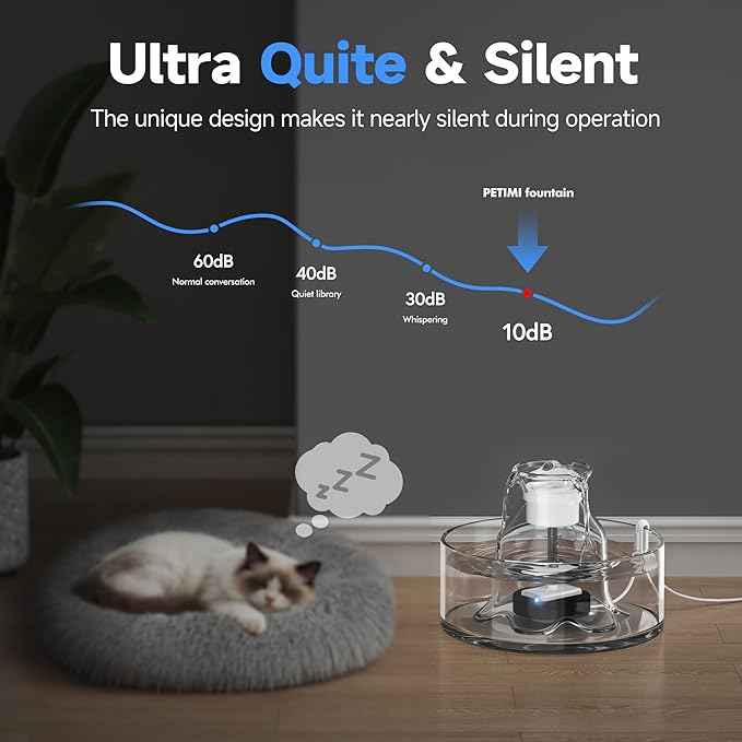 Glass Cat Water Fountain, 2.7L/91 oz Ultra-Quiet Pet Fountain, Automatic Water Dispenser for Cats & Small Dogs, Spill-Resistant Pet Water Bowl, BPA-Free, Includes 2 Filters, Effortless to Clean