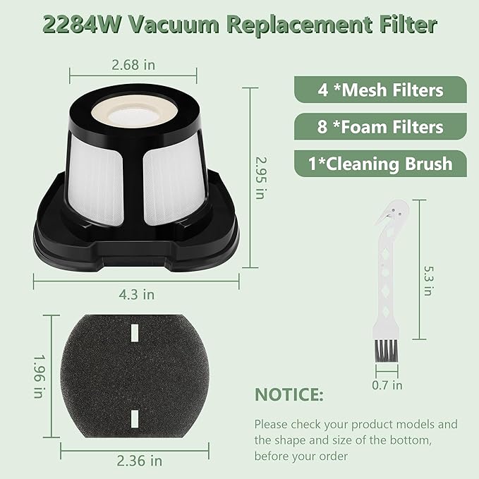 Improvedhand 2390A 2284W Vacuum Filter Replacement for Bi-ssell Pet Hair Eraser Filter Hand Vac 2390, 2389, 2284W Compare to Parts # 1614212 1614203 1614204, 4-Pack - AquaVibe