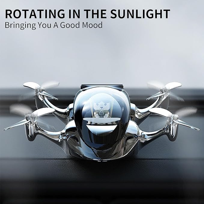 Car Air Freshener, Drone Solar Energy Rotating Aromatherapy Al Alloy Diffuser,Long-Lasting Fragrance, Interior Decoration Accessories Diffuser for Car and Home（Sliver）