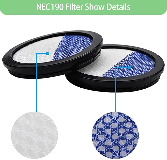 6 Pack Replacement Filters for Eureka RapidClean Pro Cordless Stick Vacuum Cleaner NEC180 NEC185 NEC186 NEC190 - AquaVibe