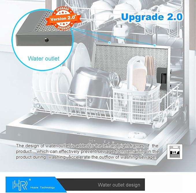 Upgraded W10169961A Range Hood Filter Replacement, Fits Whirlpool, Ikea, Kitchen Aid, Jenn Air, Aluminum Mesh Hood Grease Filter 10.5x12Inch, HR Huare Technology Aluminum Range Hood Vent Filters,2PCS